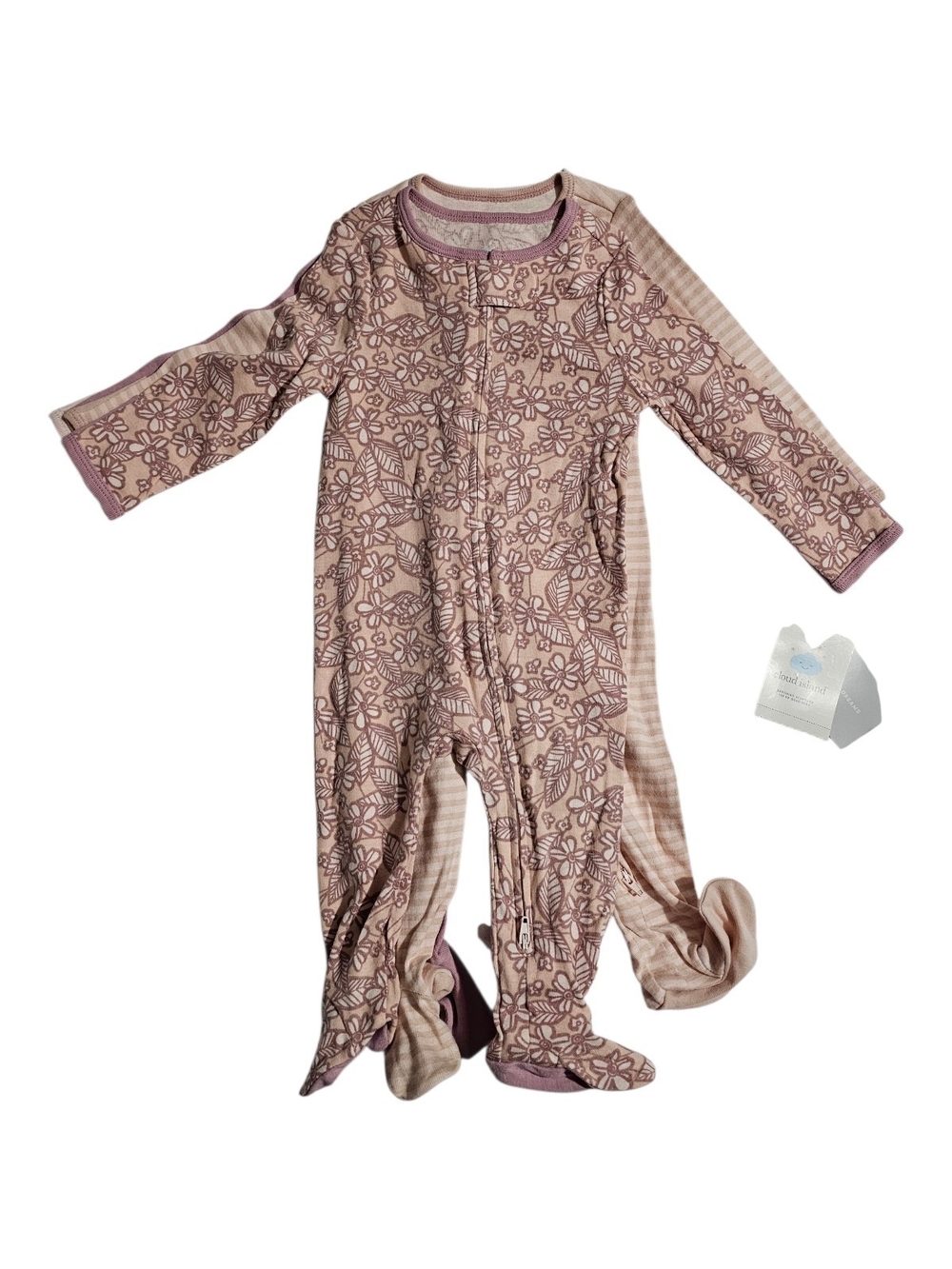 cloud island Mauve Floral Footed 3-Piece Pj's